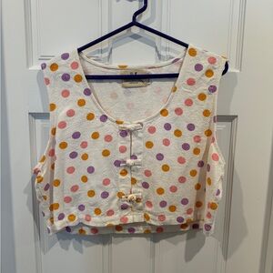Fashion Brand Company Polka Dot Button Crop Top